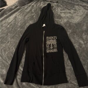 Saints & Sinners Black Zip-Up Hoodie